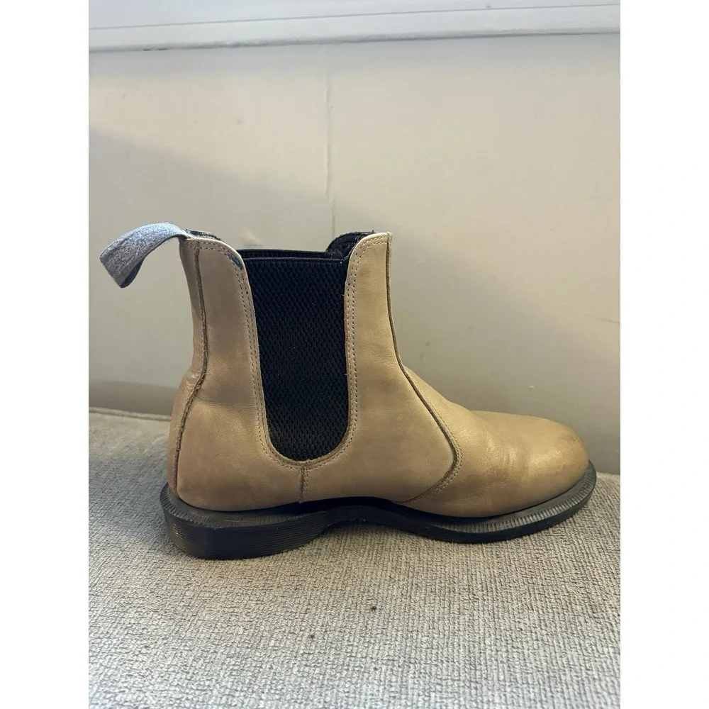 Dr Martens Flora Grey Beige Servo Leather Pull On‎ Ankle Boots Size 6